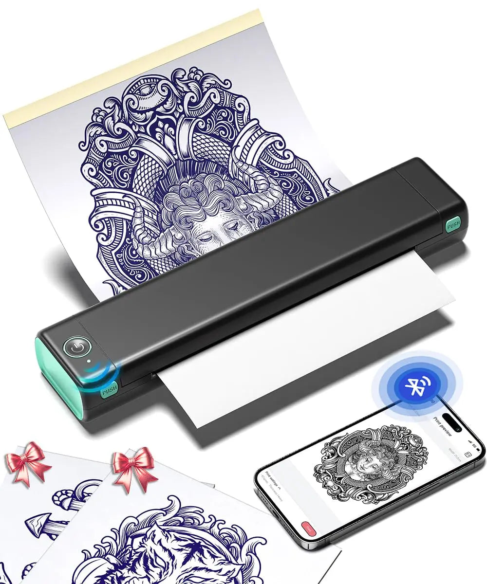 Bluetooth Tattoo Stencil Printer – Wireless Thermal Tattoo Transfer Machine with Paper