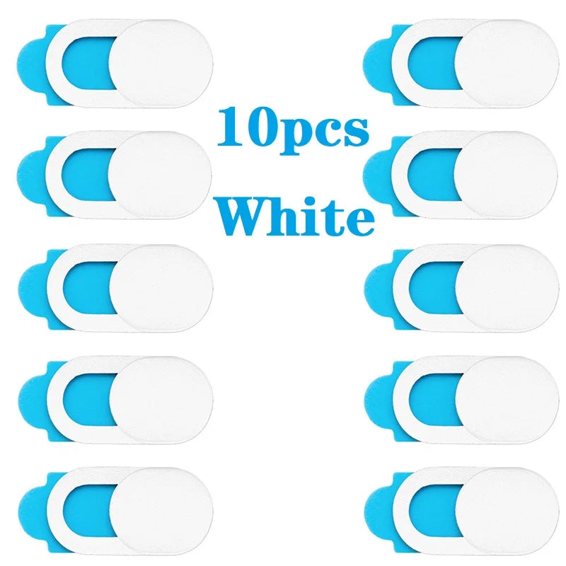 10 white and blue door handles on a white background