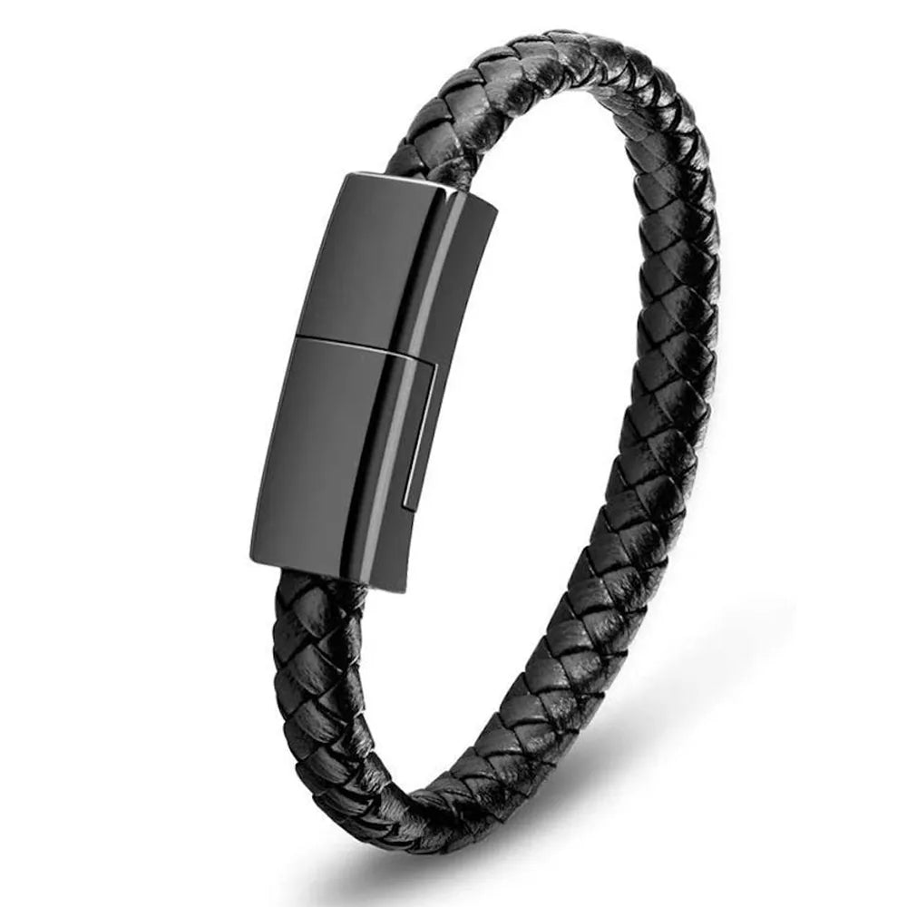 Leather Braided Bracelet USB Charging Cable - Premium  from Shoponeer - Just $14.50! Shop now at Shoponeer