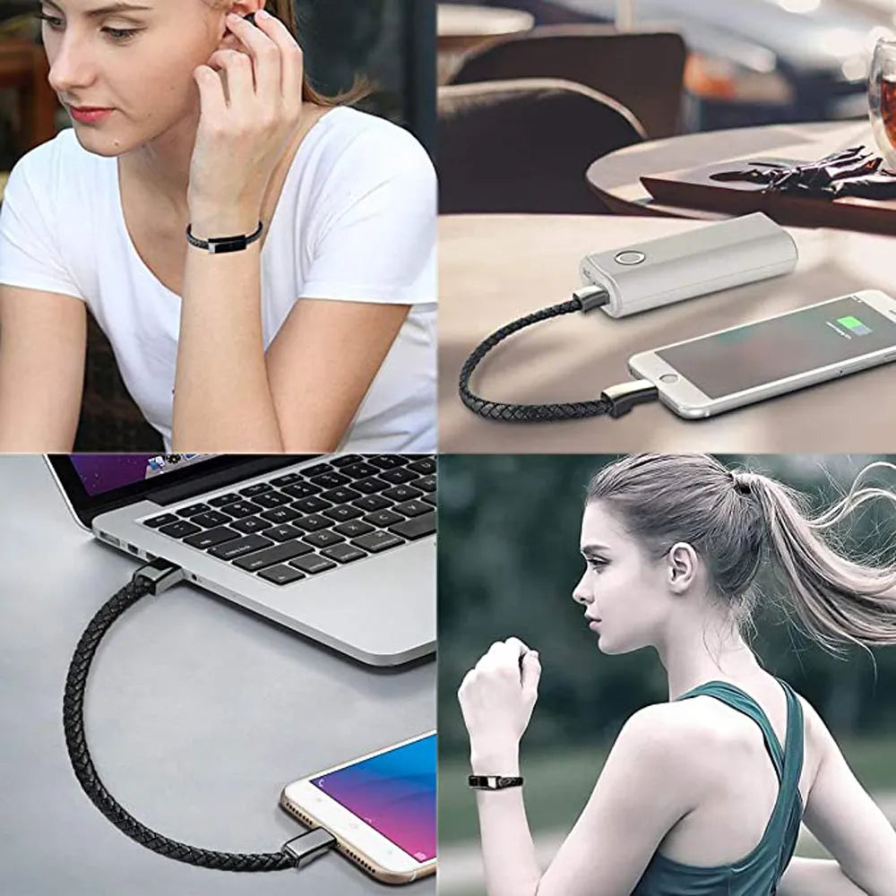 Leather Braided Bracelet USB Charging Cable - Premium  from Shoponeer - Just $14.50! Shop now at Shoponeer