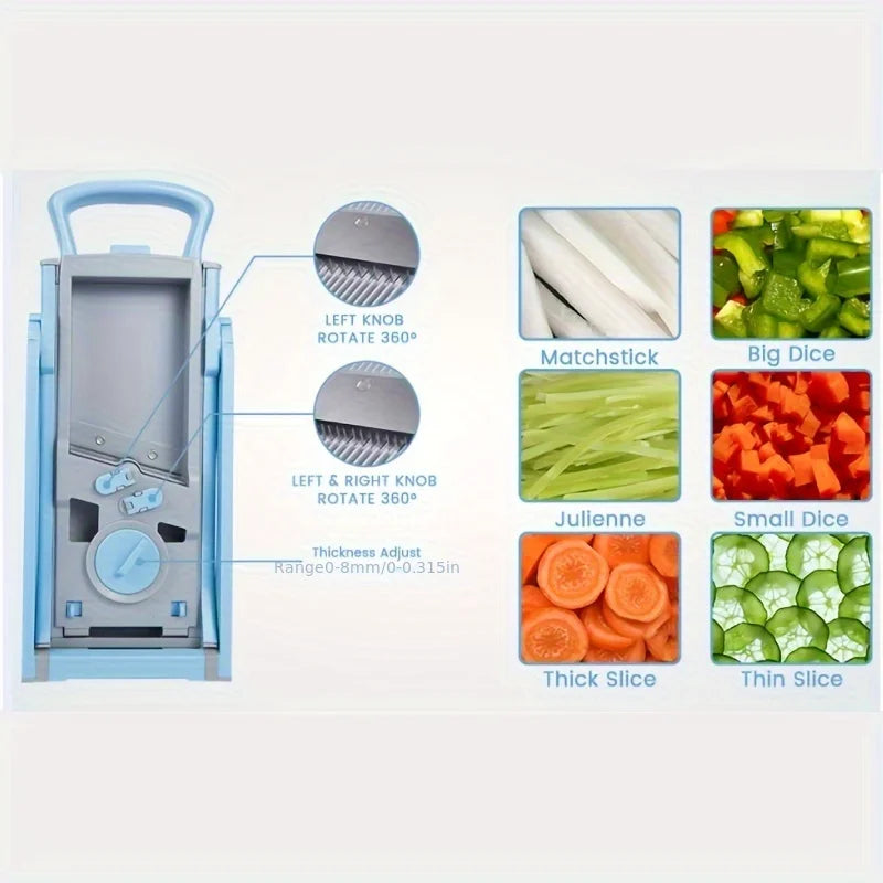 Adjustable Vegetable Slicer and Chopper – Safe Multi-Function Dicer with Julienne Modes