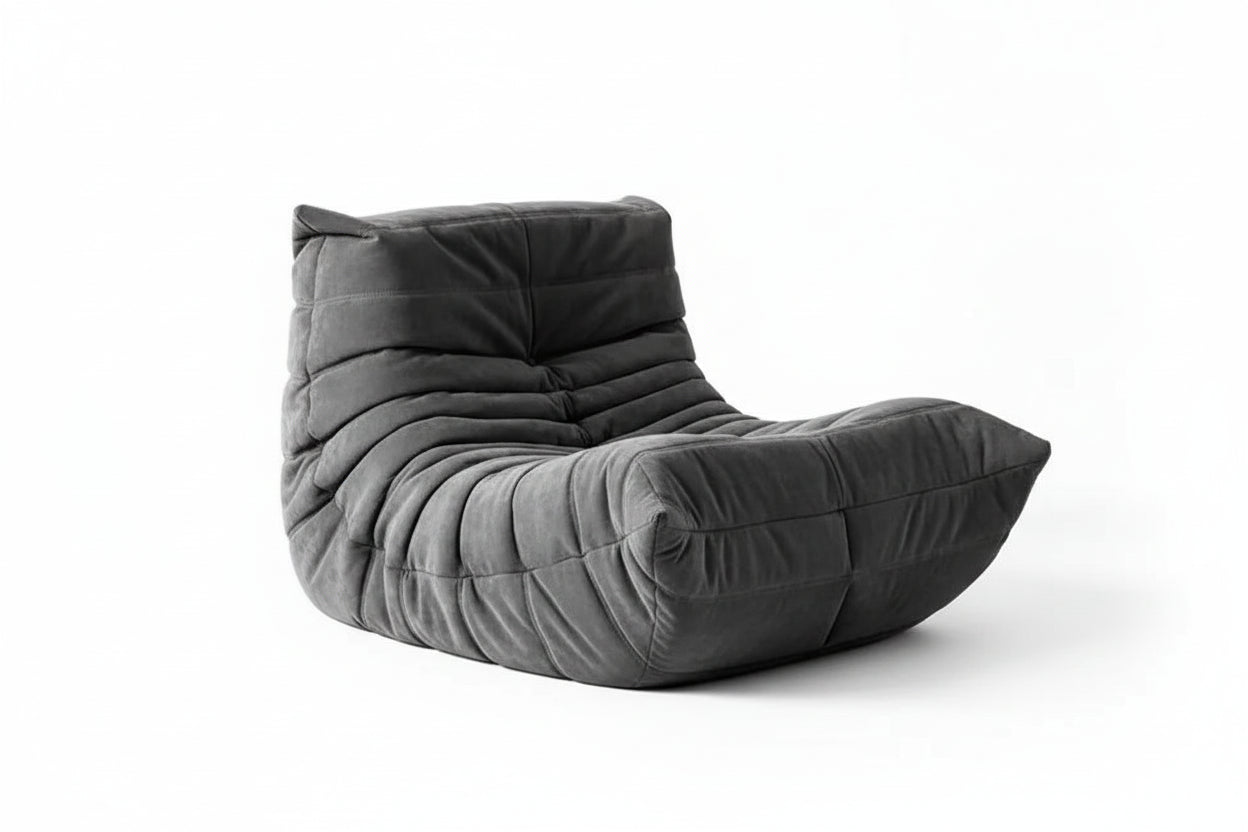 Gray bean bag chair on a white background