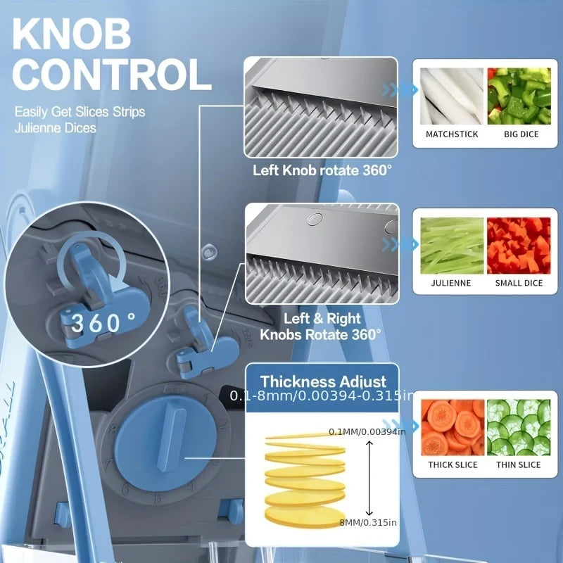 Adjustable Vegetable Slicer and Chopper – Safe Multi-Function Dicer with Julienne Modes