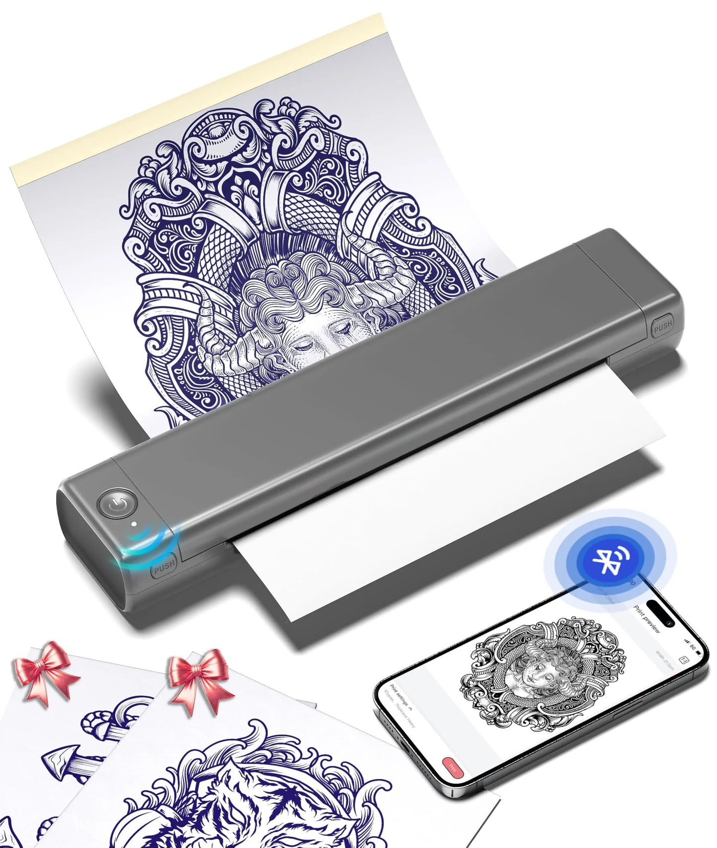 Bluetooth Tattoo Stencil Printer – Wireless Thermal Tattoo Transfer Machine with Paper