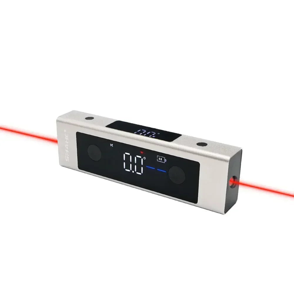 Digital weight scale with red laser pointer on a white background, featuring the SHAHE brand.