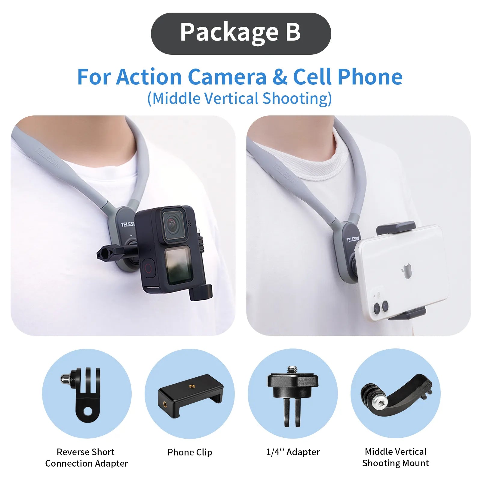 TELESIN Magnetic Neck Mount for GoPro, Mobile Phones - Premium  from Shoponeer - Just $32.99! Shop now at Shoponeer