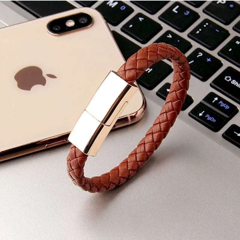 Leather Braided Bracelet USB Charging Cable - Premium  from Shoponeer - Just $14.50! Shop now at Shoponeer