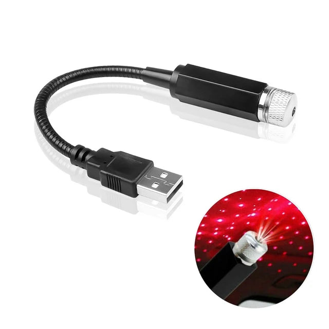 USB Car Star Projector Light – LED Galaxy Roof Night Light for Interior Ambient Lighting