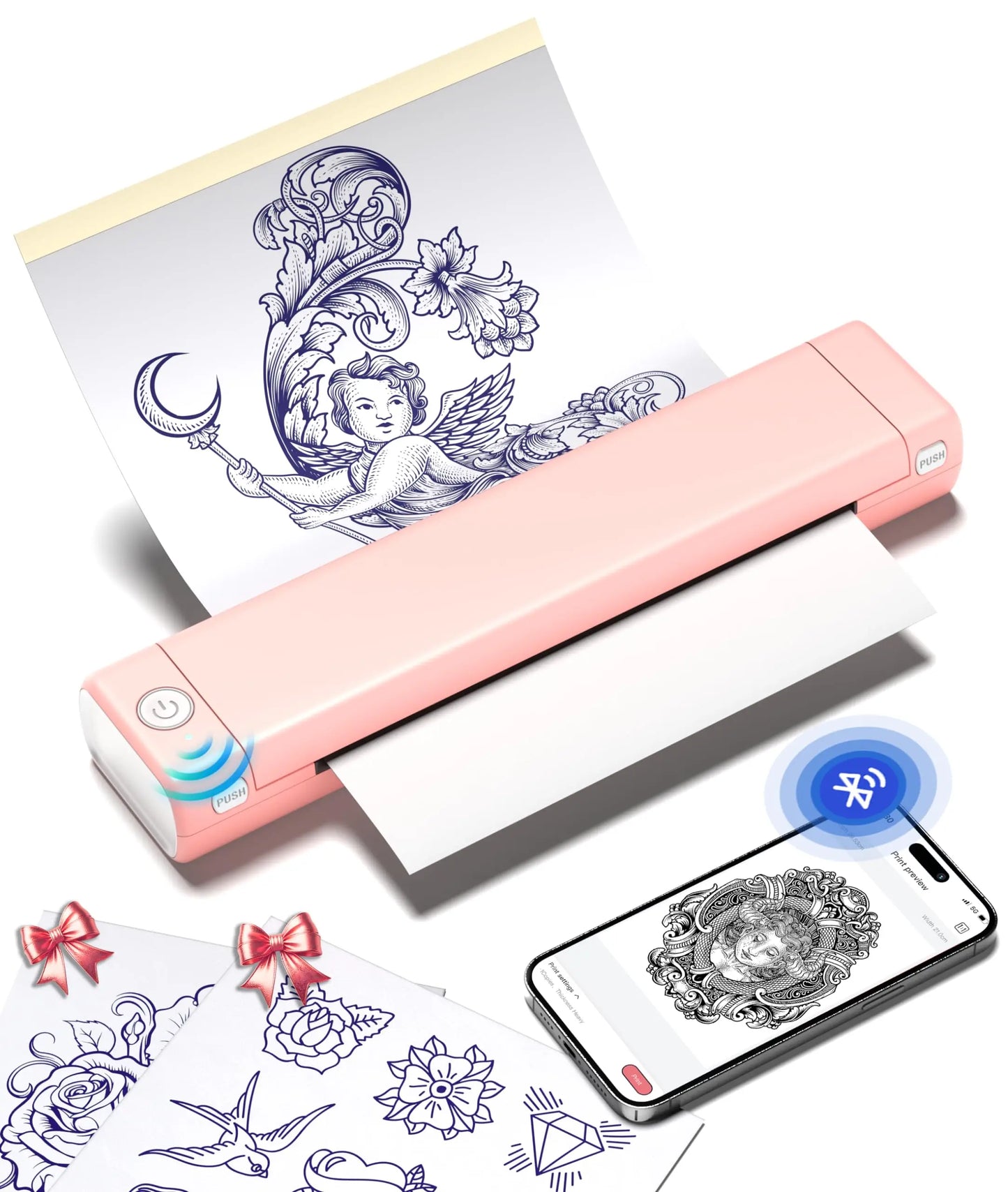 Bluetooth Tattoo Stencil Printer – Wireless Thermal Tattoo Transfer Machine with Paper