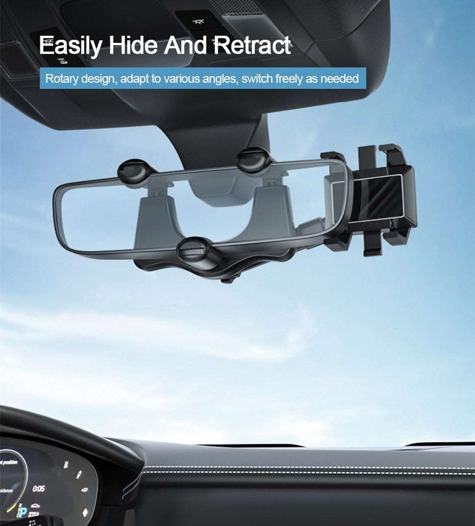 360° Rotatable Rearview Mirror Phone Mount - Premium  from Shoponeer - Just $24.99! Shop now at Shoponeer