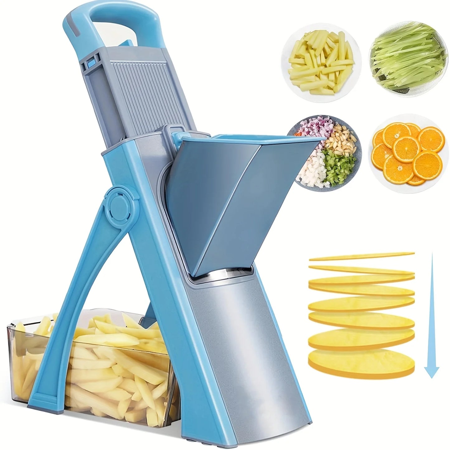 Adjustable Vegetable Slicer and Chopper – Safe Multi-Function Dicer with Julienne Modes