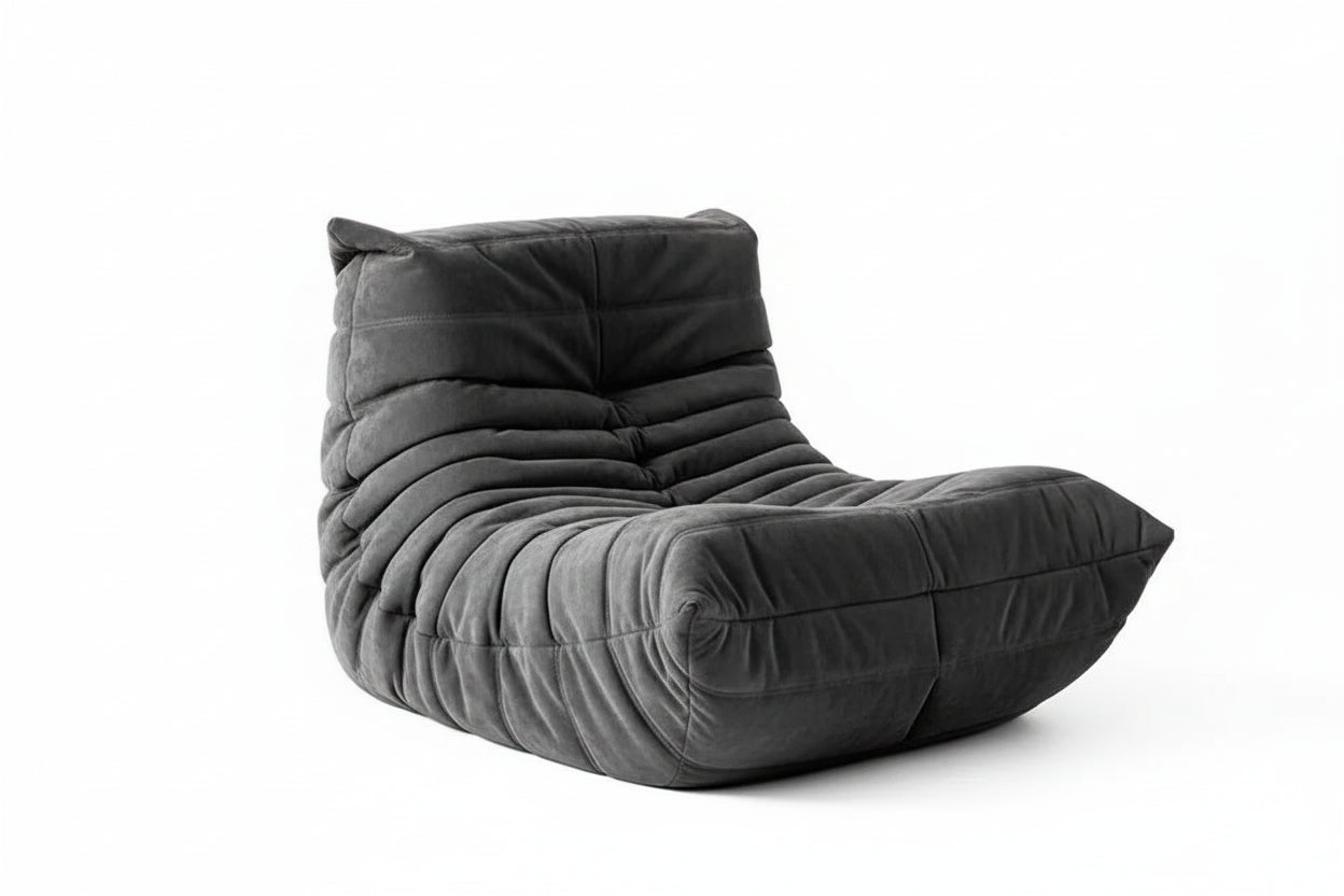 Gray bean bag chair on a white background