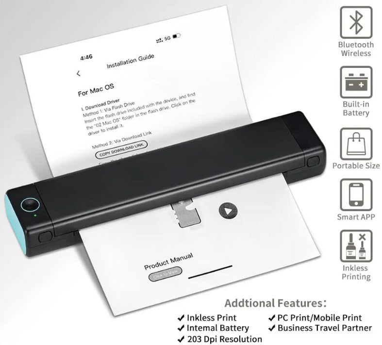 Wireless Portable Thermal Printer - Premium  from Shoponeer - Just $157.99! Shop now at Shoponeer