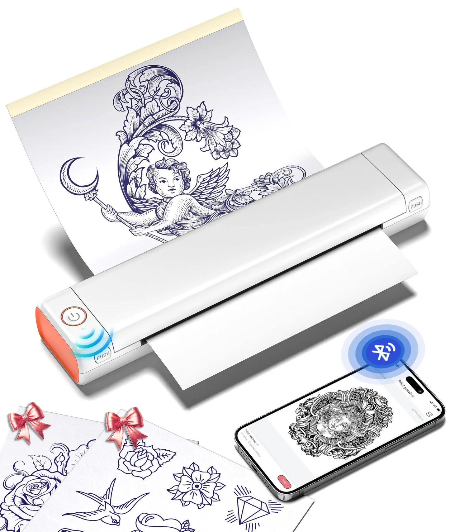Bluetooth Tattoo Stencil Printer – Wireless Thermal Tattoo Transfer Machine with Paper