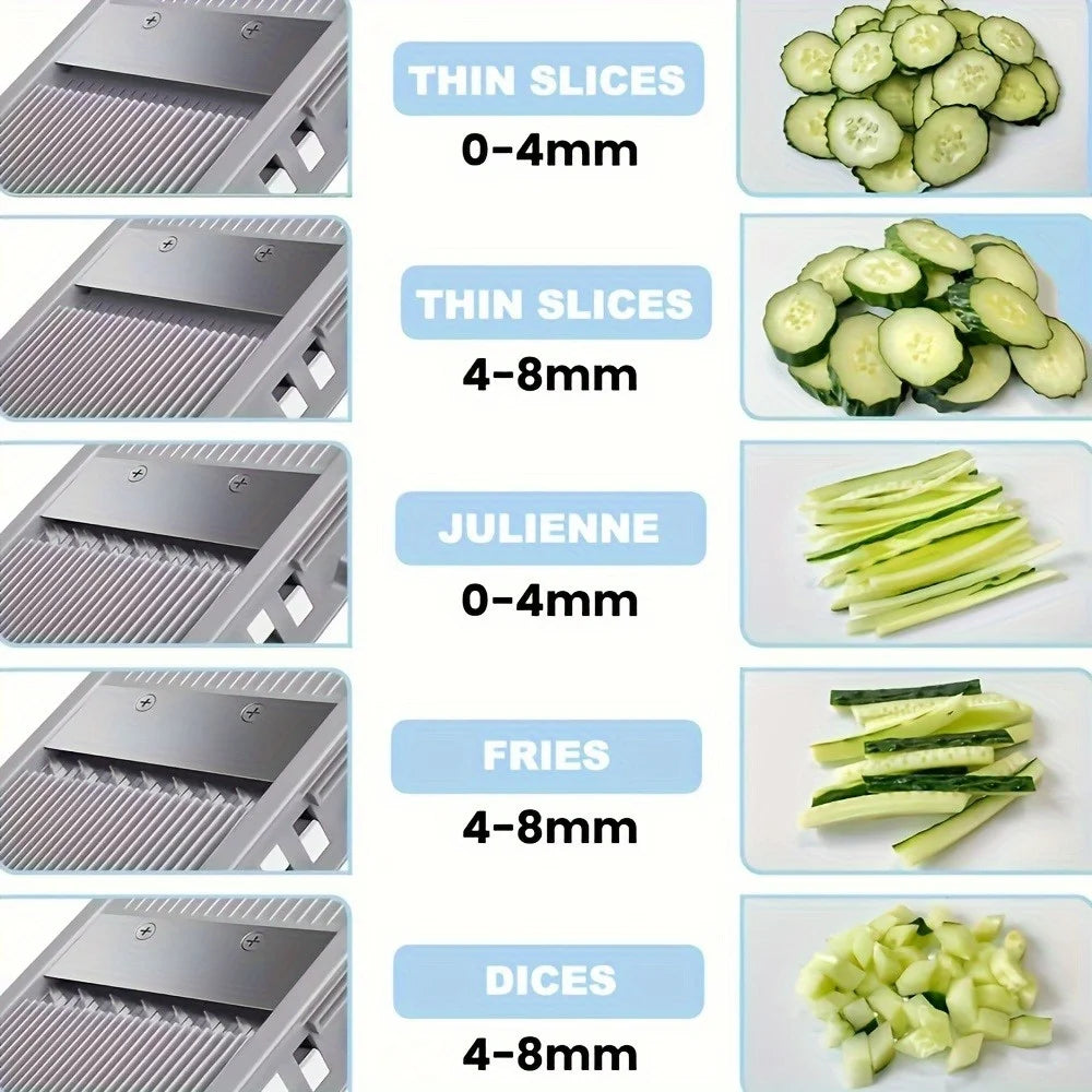 Adjustable Vegetable Slicer and Chopper – Safe Multi-Function Dicer with Julienne Modes