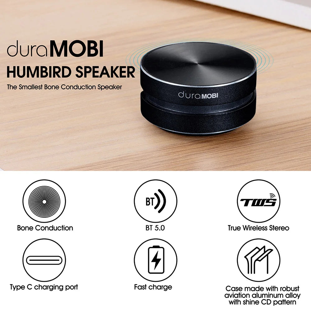 Mini Bone Conduction Bluetooth Speaker – Portable Wireless Speaker with Built-In Mic