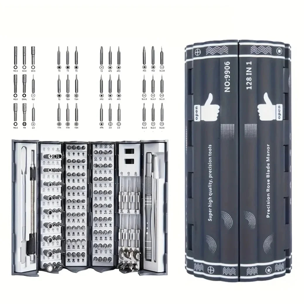 128-in-1 Precision Screwdriver Set – Magnetic Bit Kit for Electronics and Repair