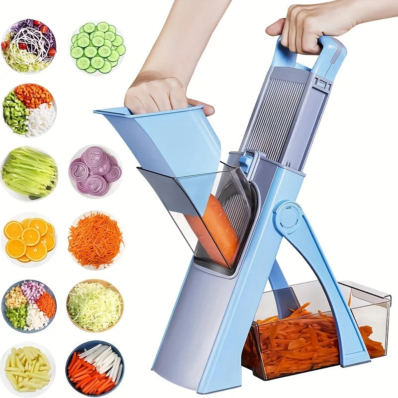 Adjustable Vegetable Slicer and Chopper – Safe Multi-Function Dicer with Julienne Modes