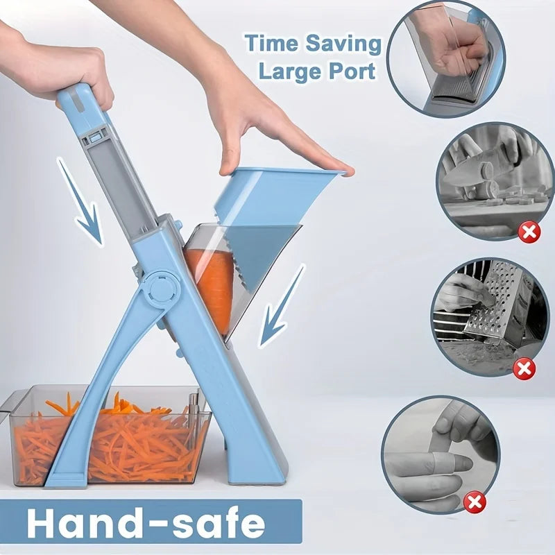 Adjustable Vegetable Slicer and Chopper – Safe Multi-Function Dicer with Julienne Modes