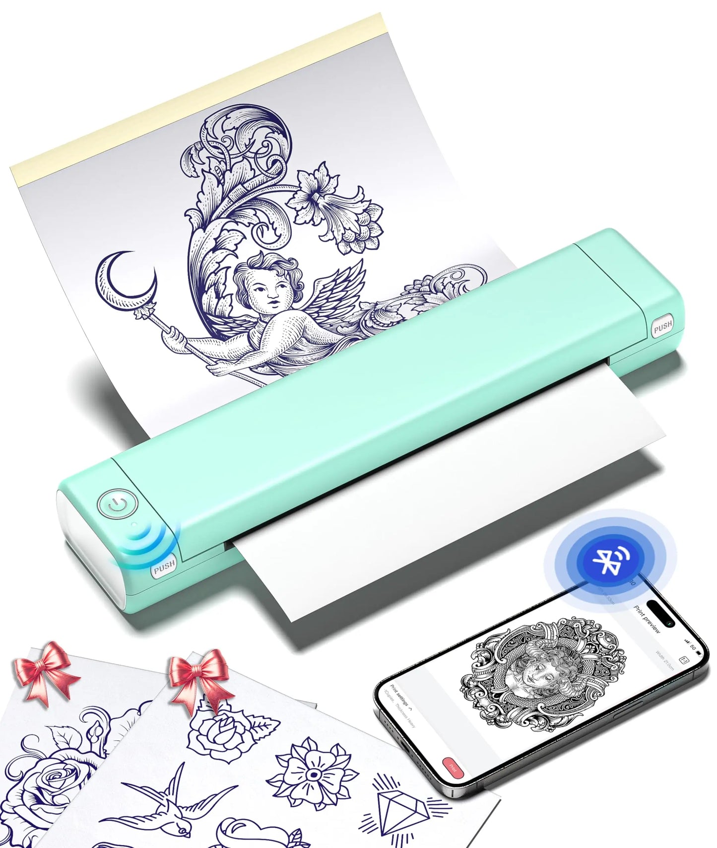 Bluetooth Tattoo Stencil Printer – Wireless Thermal Tattoo Transfer Machine with Paper
