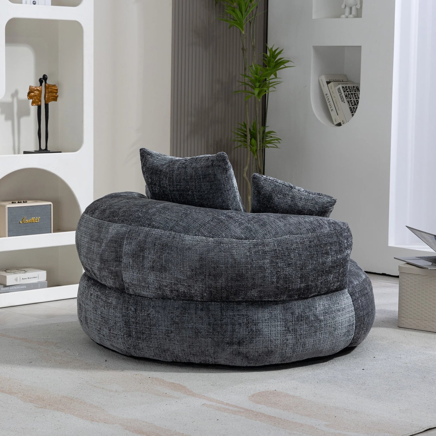 High Back Bean Bag Lounge Chair – Chenille Lazy Sofa with Armrests for Living Room or Bedroom