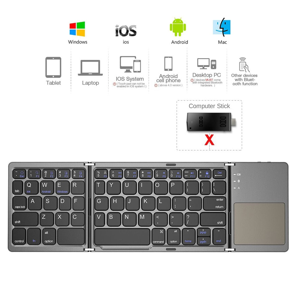 Multi-function Wireless Folding Keyboard